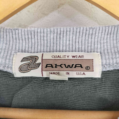 AKWA USA製 企業ロゴ刺繍 ツートンスウェット 杢ピンク 前V メンズ import:XL