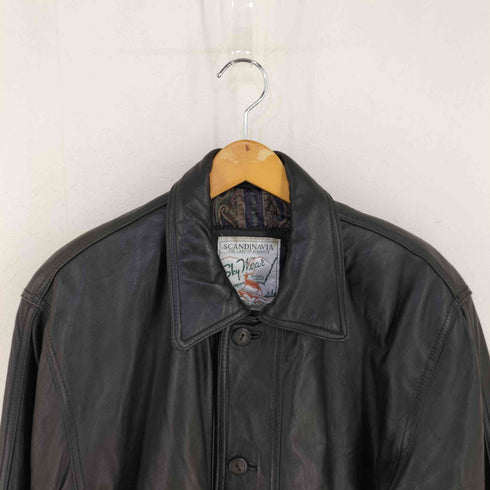 SCANDINAVIA SKY WEAR ラムレザー ハーフコート メンズ import:M