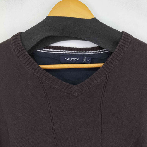 ノーティカ NAUTICA ワンポイントロゴ刺繍Vネックコットンニット メンズ import:XXL