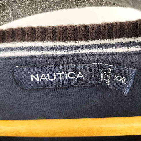 ノーティカ NAUTICA ワンポイントロゴ刺繍Vネックコットンニット メンズ import:XXL