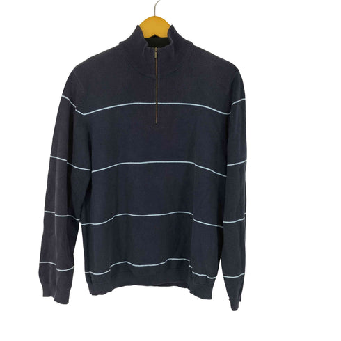 エディーバウアー Eddie Bauer ナイロン混 ハーフジップボーダーニット メンズ import:M