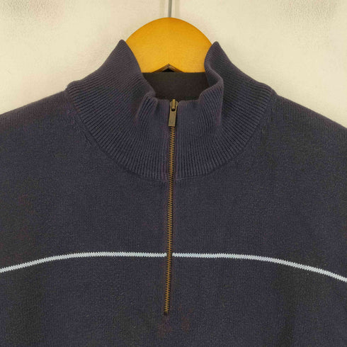 エディーバウアー Eddie Bauer ナイロン混 ハーフジップボーダーニット メンズ import:M