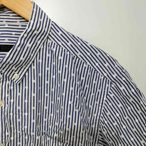 ソフネット SOPHNET. S/S DOT PATTERN STRIPE B.D SHIRT メンズ L