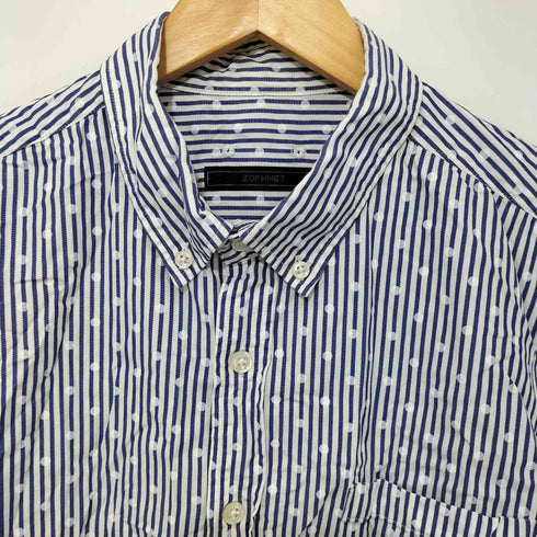ソフネット SOPHNET. S/S DOT PATTERN STRIPE B.D SHIRT メンズ L