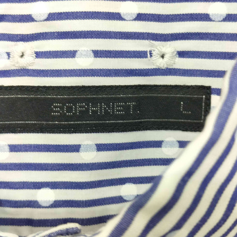 ソフネット SOPHNET. S/S DOT PATTERN STRIPE B.D SHIRT メンズ L