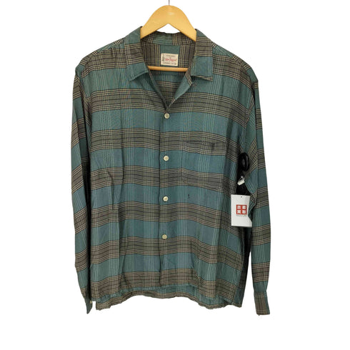 60S レーヨン混オープンカラーチェックシャツ 16 1/2 メンズ 16 1/2