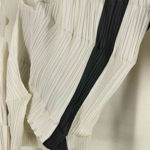 イッセイミヤケ ISSEY MIYAKE 90SS 銀タグ 変形 長袖 プリーツ ワンピース バイカラー レディース M