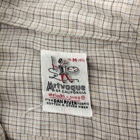 Artvogue of California 50S 両フラップ チェック柄 コットンオープンカラーシャツ ボックスシルエット メンズ JPN:M