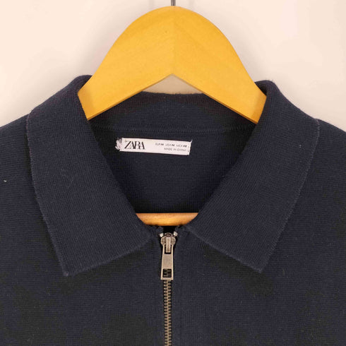 ザラ ZARA コットンポリ ジップアップ ニットカーディガン メンズ import:M