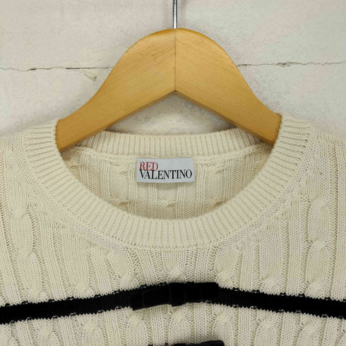 レッドヴァレンティノ RED VALENTINO ベロアリボンデザインボーダーニット レディース JPN:M