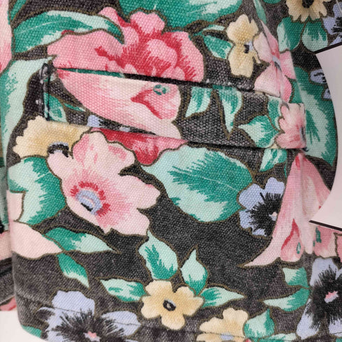 indio インド綿100 花柄 クロップド ノーカラー ジャケット レディース import:M