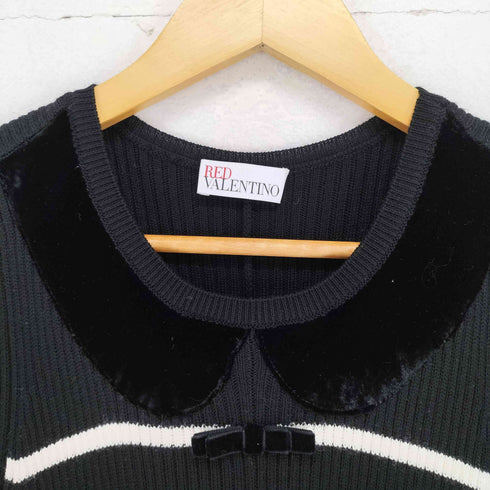 レッドヴァレンティノ RED VALENTINO ベロアリボンデザインボーダーニットワンピース レディース JPN:S