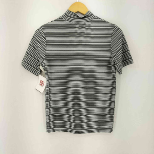 SPELLEDIT モックネック S/S Tシャツ ロゴ刺繍 ボーダー レディース FREE