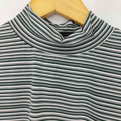 SPELLEDIT モックネック S/S Tシャツ ロゴ刺繍 ボーダー レディース FREE