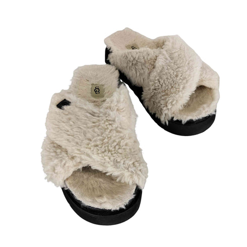 アグ UGG Fuzz Sugar Cross Slide ファズ シュガー クロス スライド ボア サンダル レディース 23