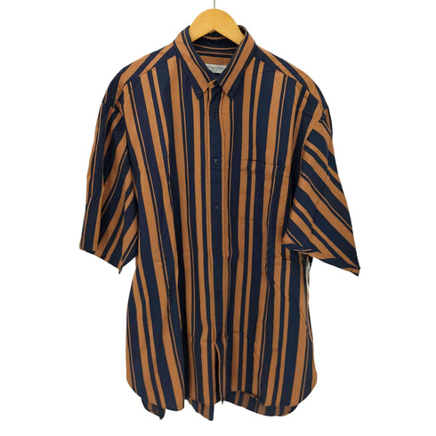 トゥモローランド TOMORROWLAND 21SS コットン バンドカラーストライプ半袖シャツ ARCHIVE FIT メンズ JPN:M