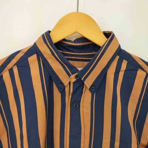 トゥモローランド TOMORROWLAND 21SS コットン バンドカラーストライプ半袖シャツ ARCHIVE FIT メンズ JPN:M
