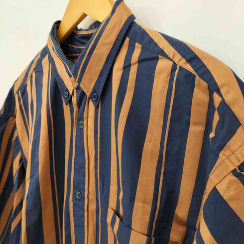 トゥモローランド TOMORROWLAND 21SS コットン バンドカラーストライプ半袖シャツ ARCHIVE FIT メンズ JPN:M