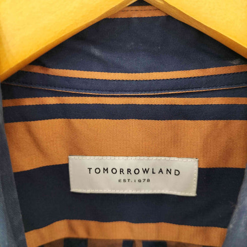 トゥモローランド TOMORROWLAND 21SS コットン バンドカラーストライプ半袖シャツ ARCHIVE FIT メンズ JPN:M
