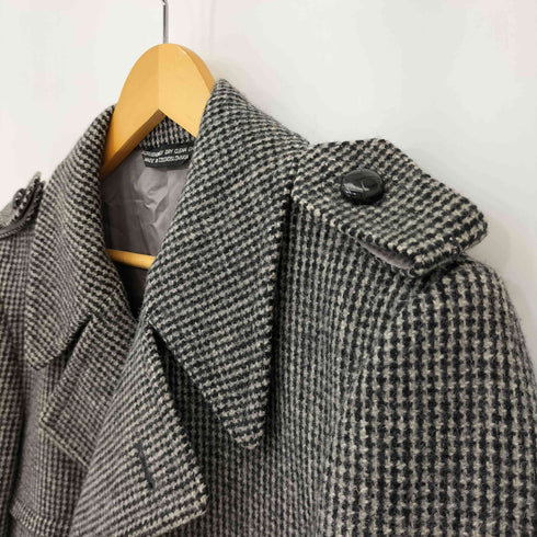 THE CLOTHIER 千鳥格子柄 ウール エポレット付き ダブルブレストコート メンズ