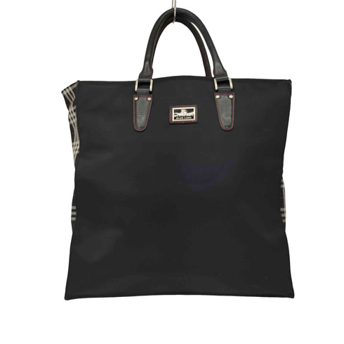 バーバリーブラックレーベル BURBERRY BLACK LABEL チェック柄 ナイロン トートバッグ レディース
