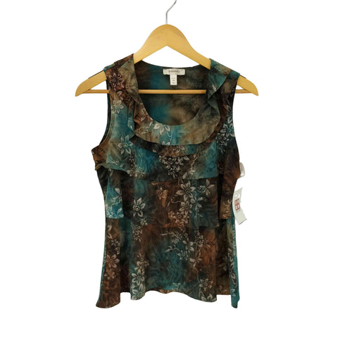 ドレスバーン DRESSBARN MADE IN USA ビジューデザイン ティアード ノースリーブ ブラウス レディース