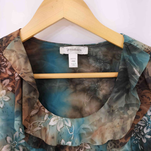 ドレスバーン DRESSBARN MADE IN USA ビジューデザイン ティアード ノースリーブ ブラウス レディース