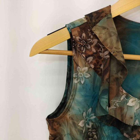 ドレスバーン DRESSBARN MADE IN USA ビジューデザイン ティアード ノースリーブ ブラウス レディース