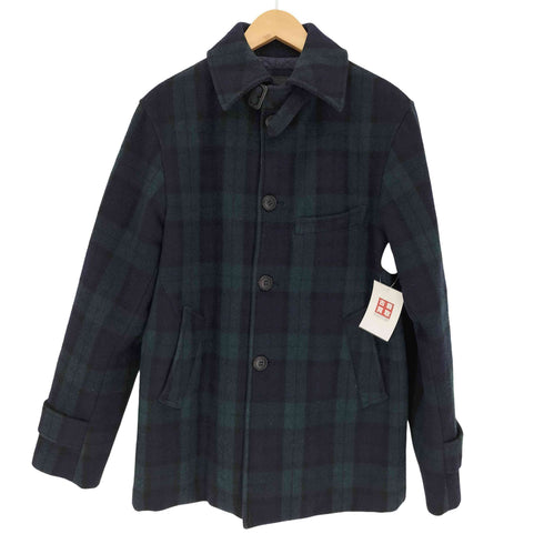 ベンシャーマン Ben Sherman タータンチェック チンストラップ ウール ステンカラー ハーフ コート メンズ JPN:L