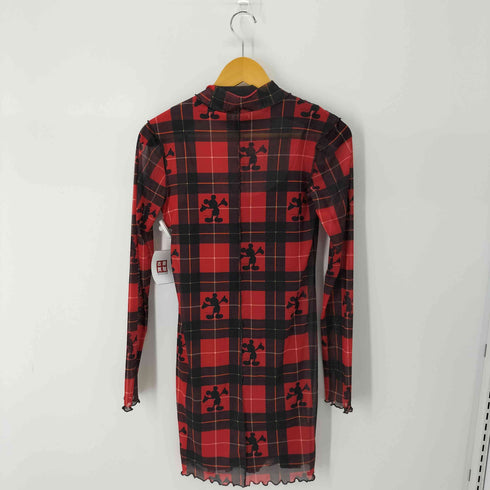 ベルシュカ BERSHKA チェックシアーカットソー ネズミ キャラクタープリント レディース FREE