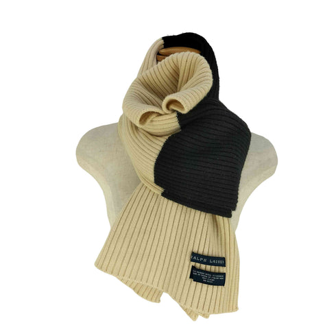 ラルフローレン RALPH LAUREN カシミヤ混 ウール バイカラー リブニットマフラー メンズ