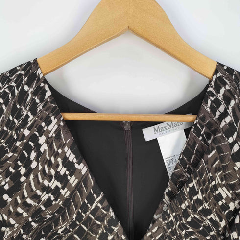マックスマーラ MAX MARA イタリア製 白タグ 総柄 シルク カシュクールワンピース レディース JPN:40