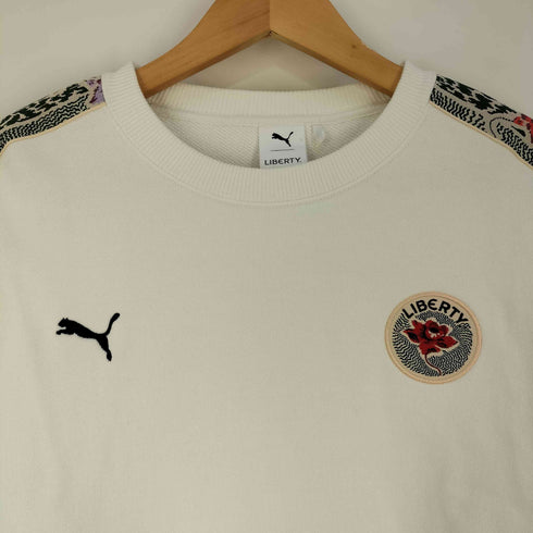 プーマ PUMA ロゴ刺繍 ワッペン ライン切替 クルーネックスウェット レディース import:M