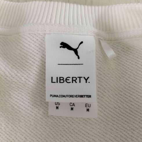 プーマ PUMA ロゴ刺繍 ワッペン ライン切替 クルーネックスウェット レディース import:M