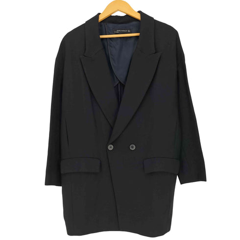 ザラ ZARA 背抜き ダブルブレスト レーヨンテーラードジャケット レディース import:M