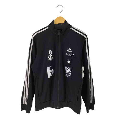 アディダス adidas ロゴ刺繍 ウォームアップジャケット リメイク パッチワーク ワッペン 再構築 メンズ JPN:L
