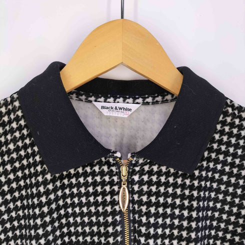 ブラックアンドホワイト BLACK&WHITE SPORTSWEAR ハウンドトゥース ベロア ハーフジップポロシャツ メンズ JPN:L