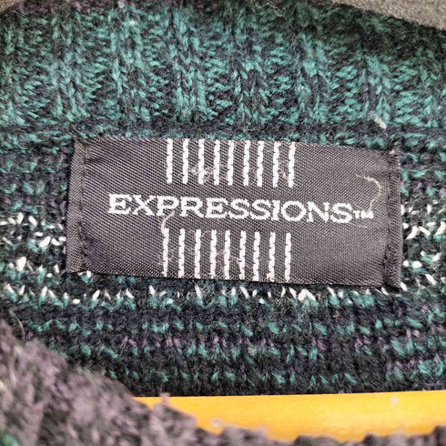 エクスプレッションズ EXPRESSIONS MADE IN KOREA 総柄アクリルニット メンズ import:M