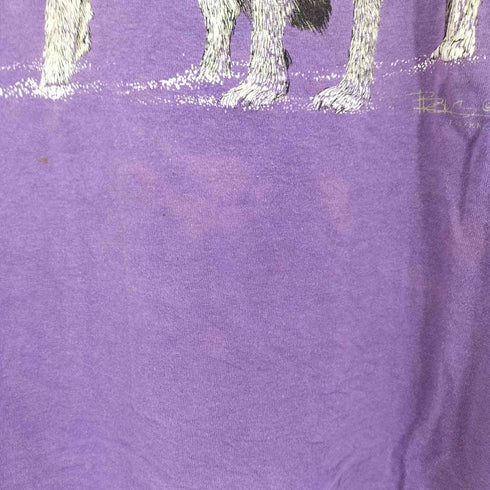 オニータ ONEITA USA製 シングルステッチ ウルフ 狼プリント Tシャツ メンズ JPN:XL