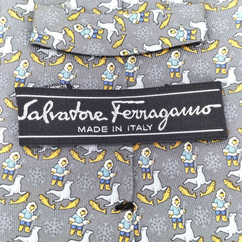サルヴァトーレフェラガモ Salvatore Ferragamo 総柄 シルクネクタイ メンズ