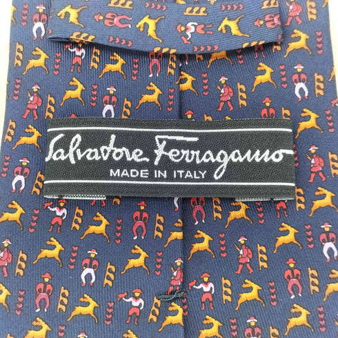 サルヴァトーレフェラガモ Salvatore Ferragamo 総柄 シルクネクタイ メンズ