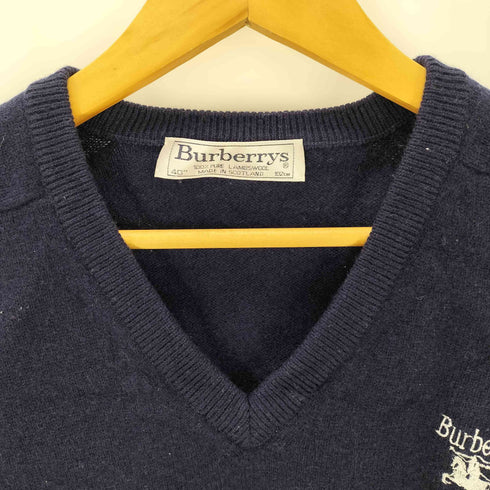 バーバリーズ BURBERRYS 刺繍 Vネック ウール長袖ニット レディース US:40