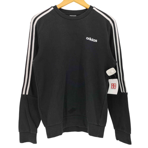 アディダス adidas ロゴプリント 裏起毛 3ストライプ クルーネック スウェット メンズ JPN:M