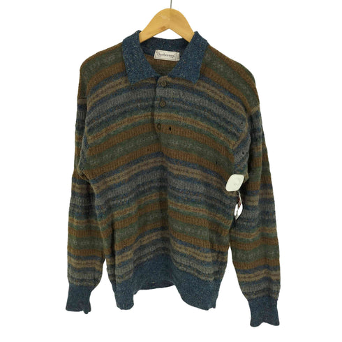 バーバリーズ BURBERRYS 90S 白タグ ボーダー L/S ニット ポロシャツ メンズ import:M