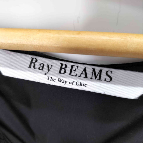 レイビームス Ray BEAMS ウエスト ギャザー ネック スリット ブラウス black レディース