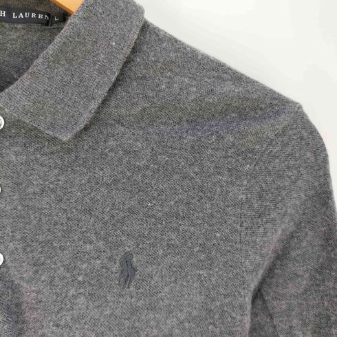 ラルフローレン RALPH LAUREN ポニー刺繍 ウール混 コットンニットポロシャツ レディース import:L