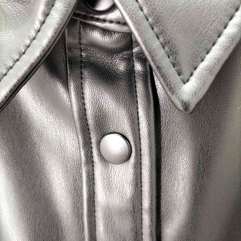 フェイクレザーオーバーサイズシャツ レディース JPN:XL