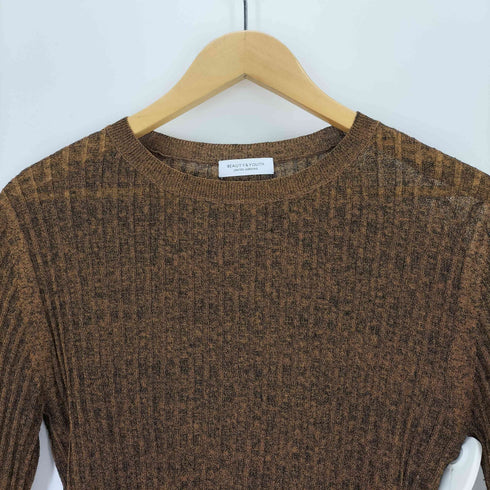 ビューティーアンドユースユナイテッドアローズ BEAUTY & YOUTH UNITED ARROWS メランジクルーネック5分袖 ニット レディース FREE