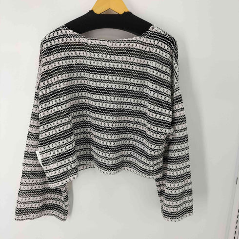 クロシェ編みメッシュボーダーカットソー クロップド レディース JPN:XL