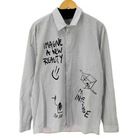 ザラ ZARA ペイント加工 L/Sストライプシャツ メンズ JPN:L